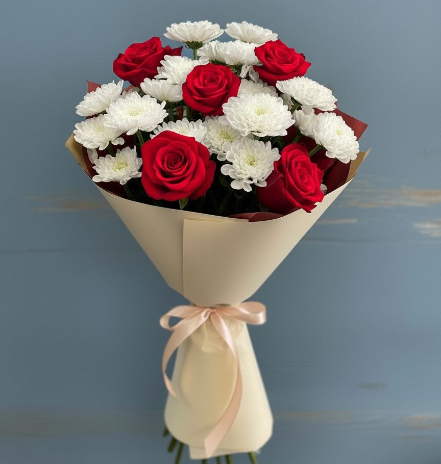 Букет цветов из: Розы и Хризантемы в Новосолдатке