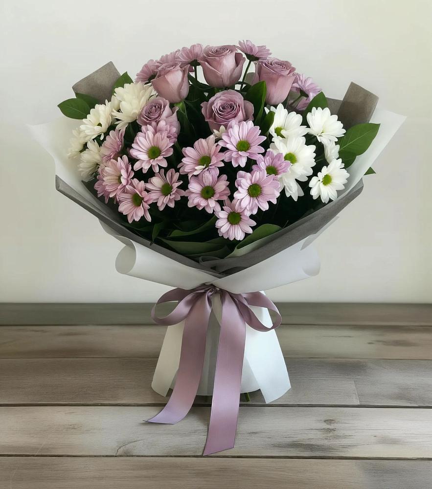 Букет цветов из: Хризантемы и Розы в Новосолдатке