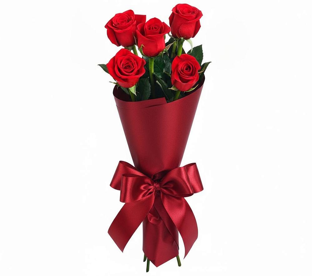 Букет 5 Красных роз Эдлесс Лав в Новосолдатке
