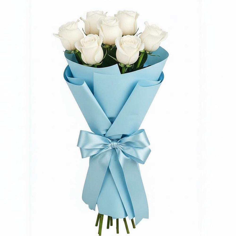 Букет 7 белых роз Проуд в Новосолдатке