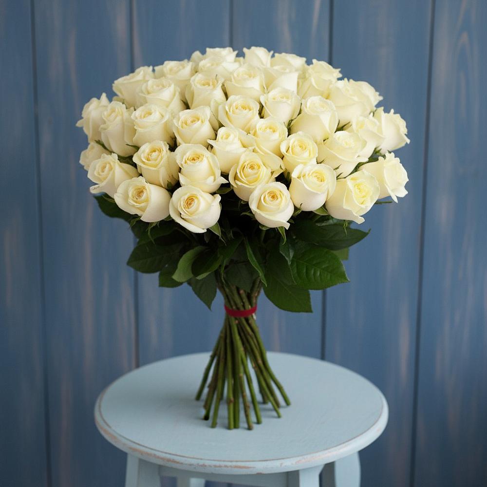 Букет 51 Белая роза Эдлесс Лав в Новосолдатке