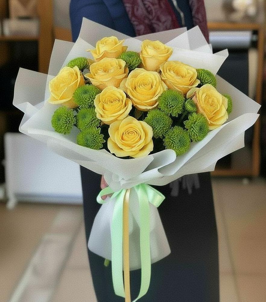 Букет цветов из: Хризантемы и Розы в Новосолдатке