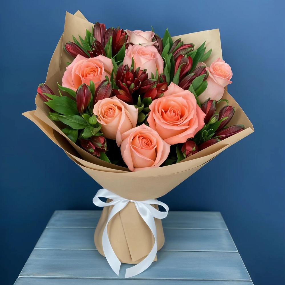 Букет цветов из: Розы и Альстромерии в Новосолдатке