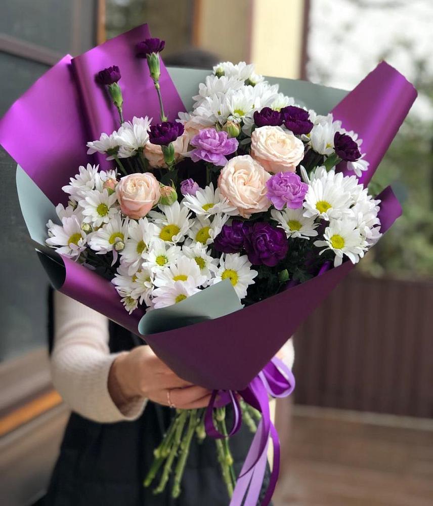 Букет цветов из: Хризантемы, Гвоздики и Розы в Новосолдатке