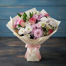 Букет цветов из:  Хризантемы, Альстромерии и Розы в Новосолдатке