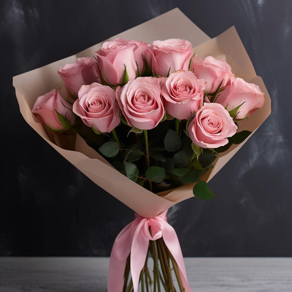 Букет 11 розовых роз в Новосолдатке