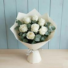 Букет Белые розы в Эвкалипте в Новосолдатке