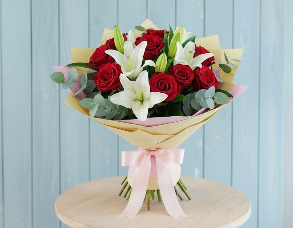 Букет цветов из: Лилии и Розы в Новосолдатке